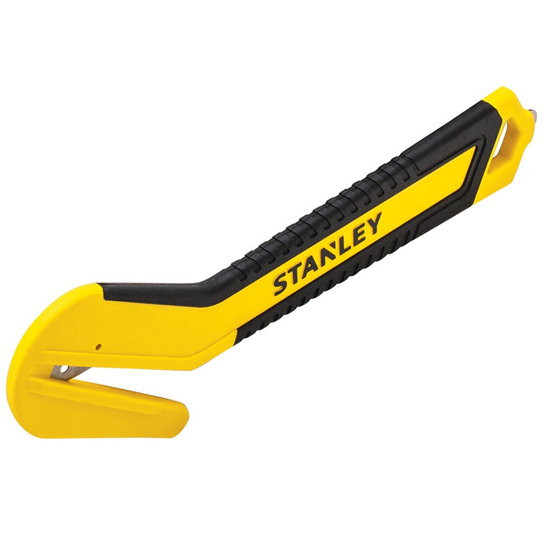 Cutit (cutter) STANLEY® cu protectie si maner bimaterial, pentru taiat folii, carton si chingi