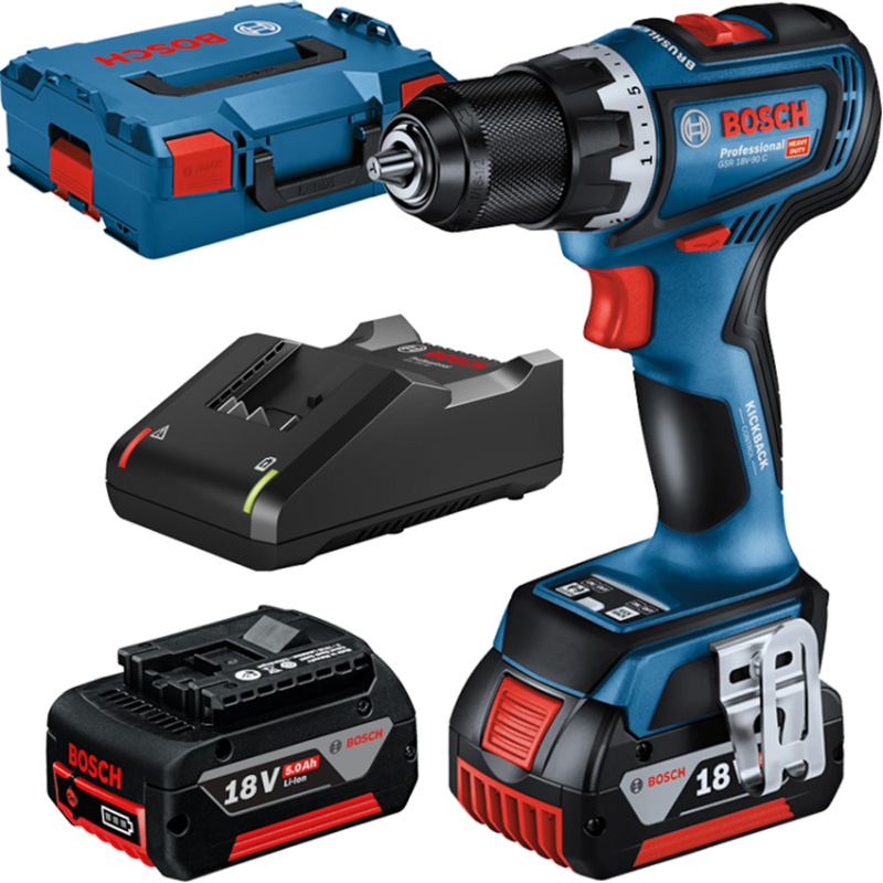 Masina de gaurit/insurubat  cu acumulatori Li-Ion, 18V 2x5.0 Ah, 64 Nm, tip GSR 18V-90 C