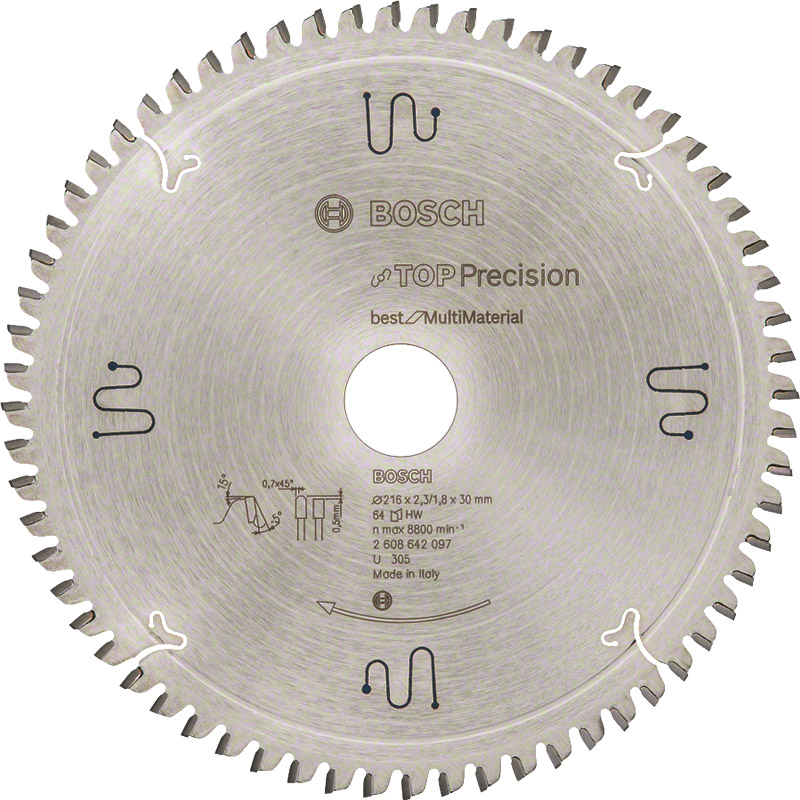 Disc pentru circular, 216 x 30 mm, 64 dinti, Top Precision Best Multi-Material