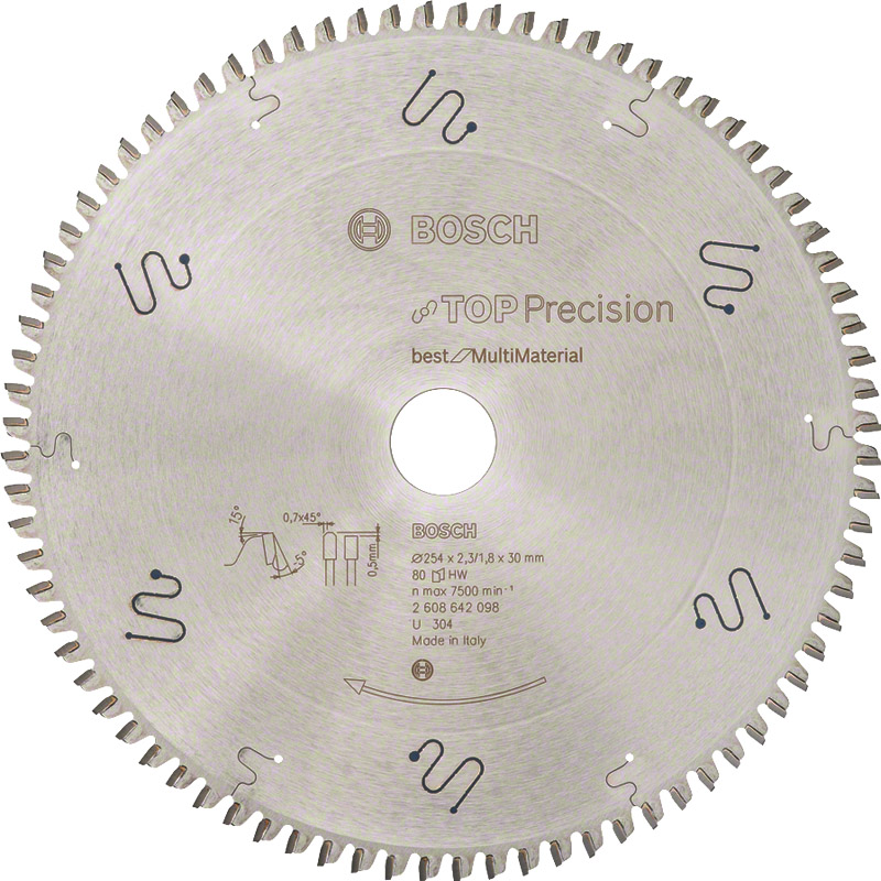 Disc pentru circular, 254 x 30 mm, 80 dinti, Top Precision Best Multi-Material