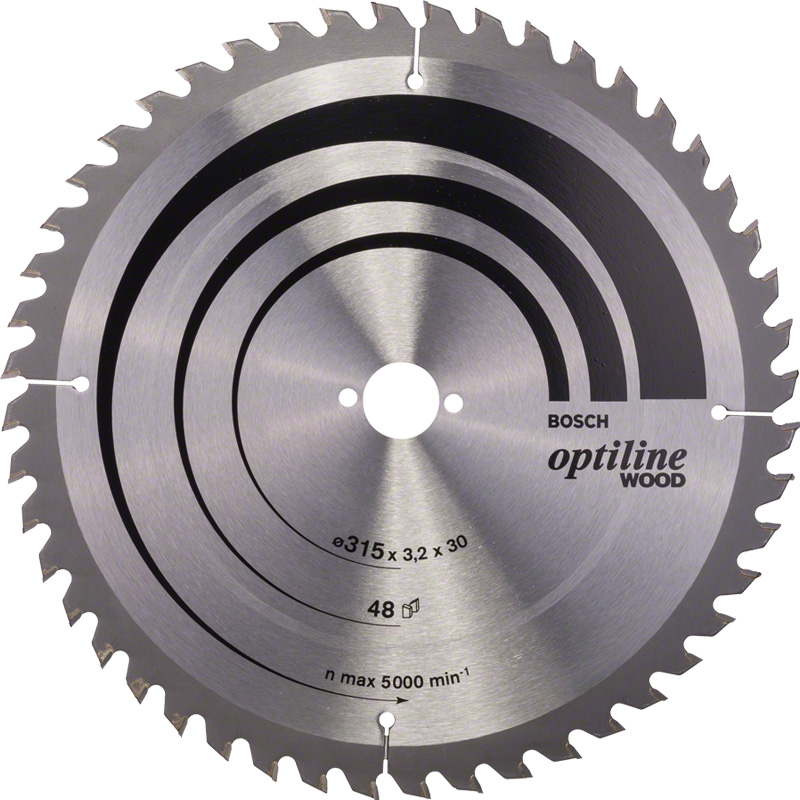 Disc pentru circular, 315 x 30 mm, 48 dinti, BOSCH Optiline Wood