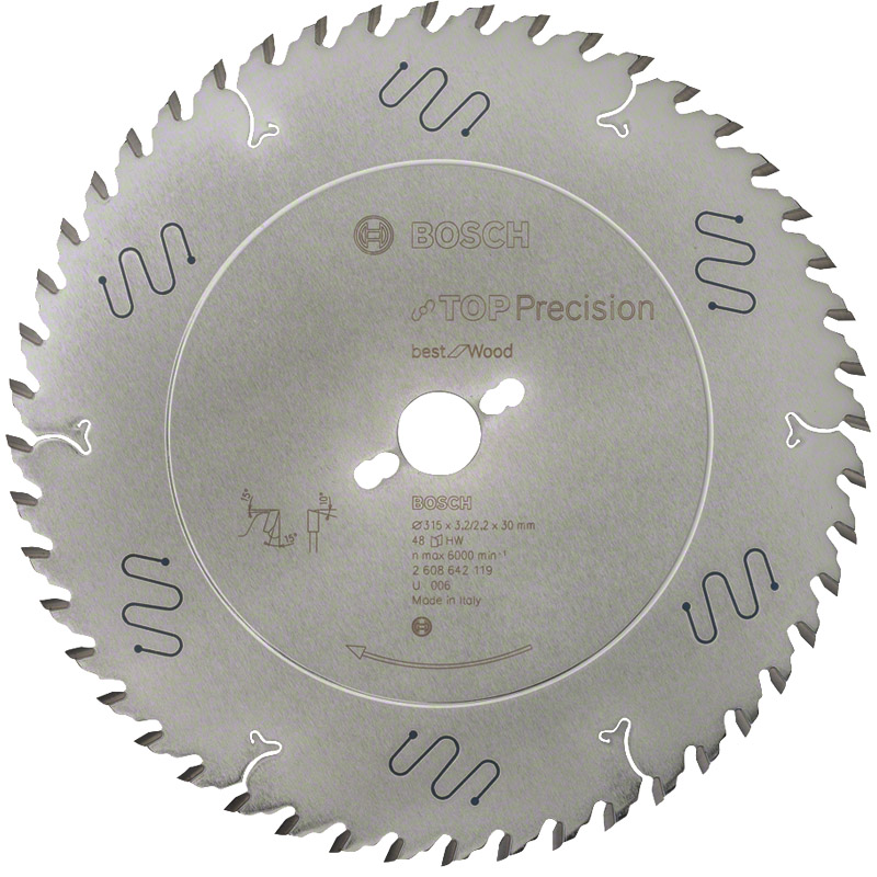Disc placat pentru circular, 315 x 30 mm, 48 dinti, Top Precision Best for Wood