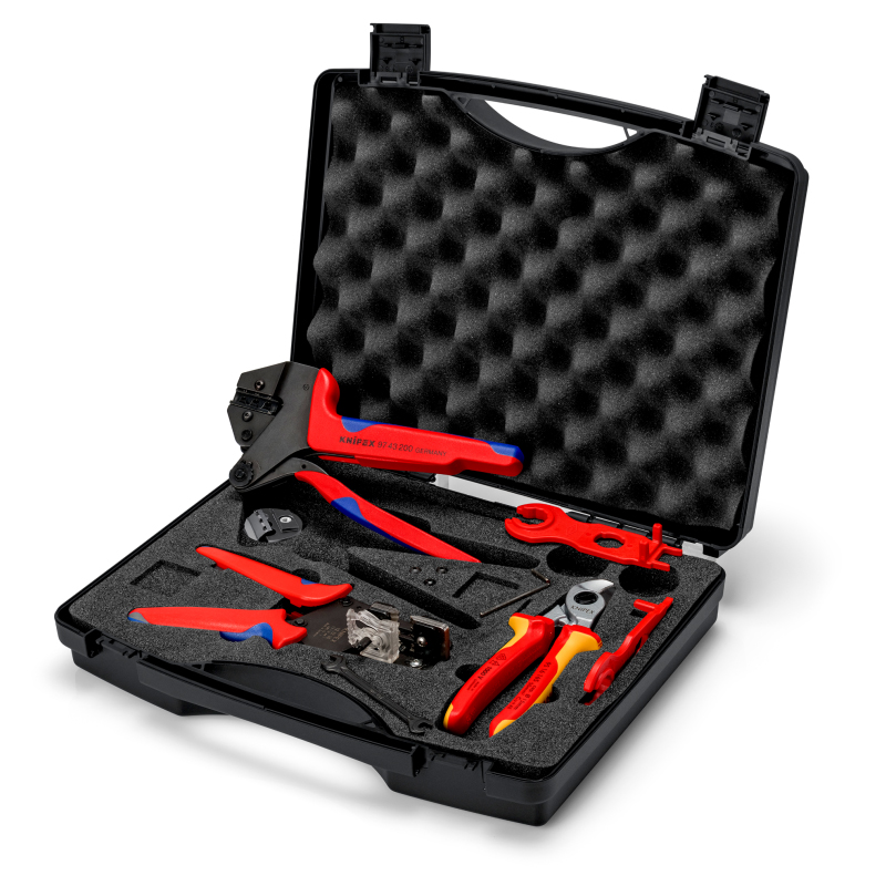 Cutie (valiza) cu 7 scule specifice instalatiilor fotovoltaice, dezizolare 1.5/2.5/4.0/6.0 mm², Knipex