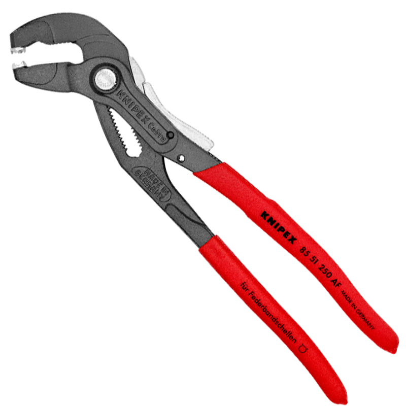Cleste KNIPEX pentru coliere din banda elastica max. Ø70 mm, 250 mm, cu organ de fixare