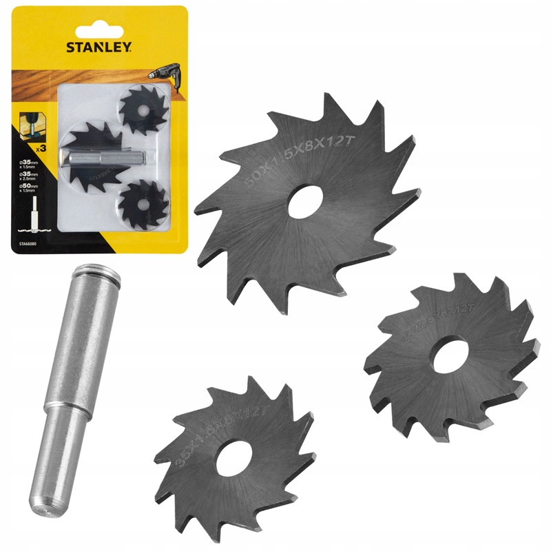 Set 3 freze circulare pentru lemn, 8 mm, Stanley tip STA66080-QZ