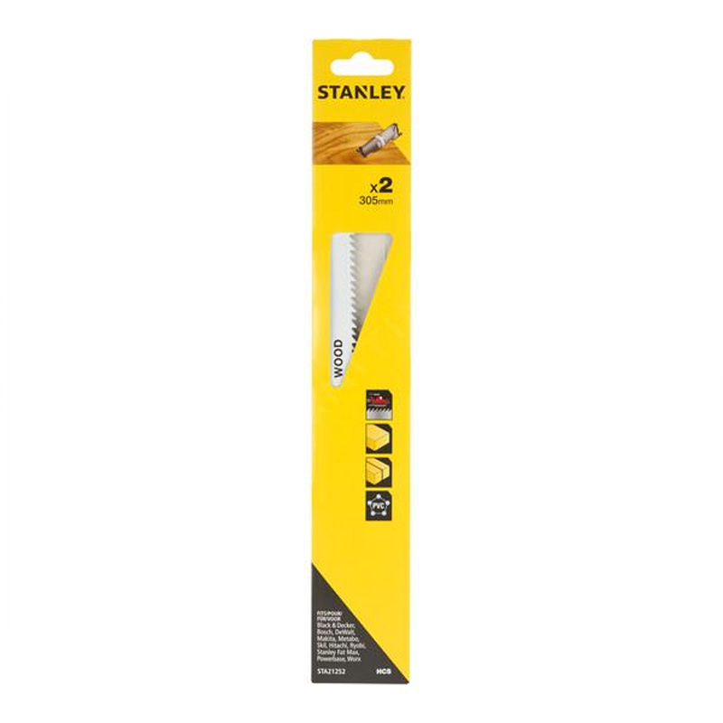 Panze fierăstrău sabie Stanley STA21252-XJ - 305 mm, HCS pentru lemn, set 2 bucăți