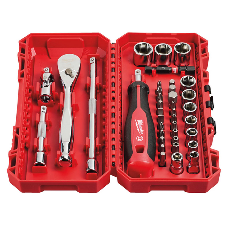 Set 38 piese, chei tubulare + biti 1/4