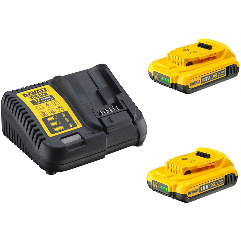 Pachet 2 acumulatori 18V / 2Ah si incarcator rapid DCB115, Dewalt