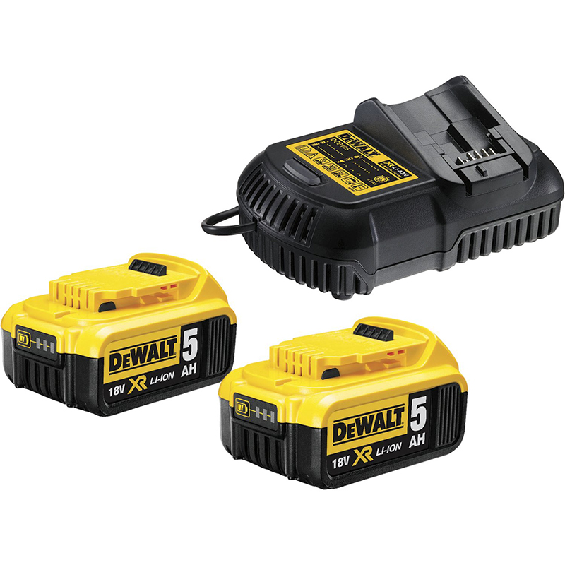 Pachet 2 acumulatori 18V / 5Ah si incarcator rapid DCB115, Dewalt