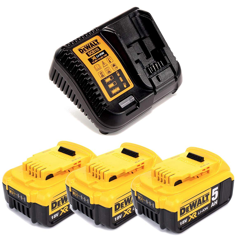 Pachet 3 acumulatori 18V / 1.5Ah si incarcator rapid DCB115, Dewalt