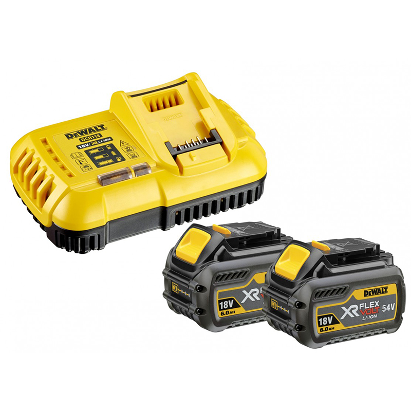 Pachet 2 acumulatori 18V / 6Ah si incarcator rapid DCB118, Dewalt