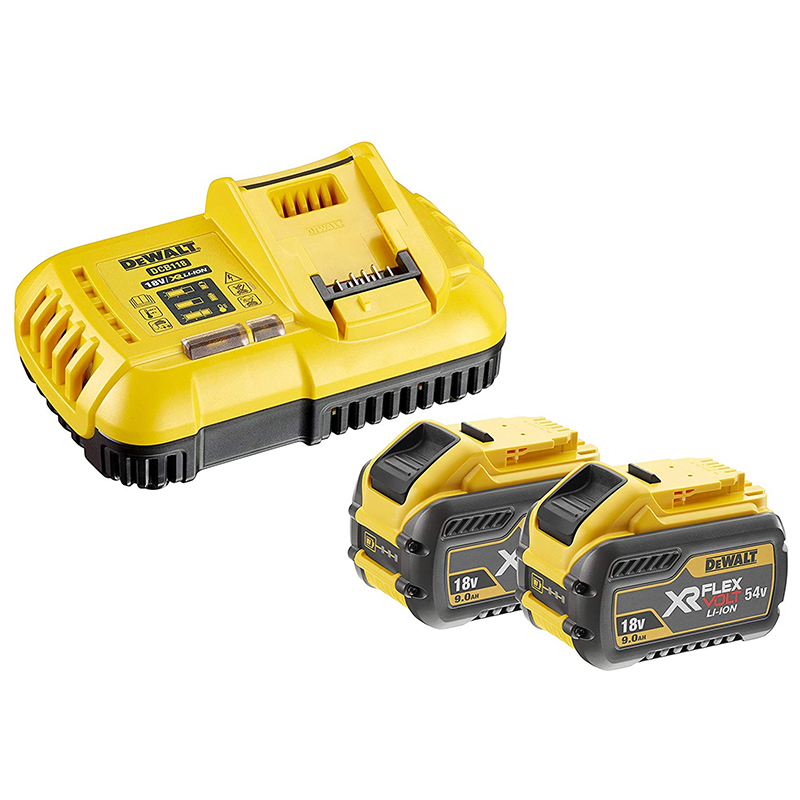 Pachet 2 acumulatori 18V / 9Ah si incarcator DCB118, Dewalt