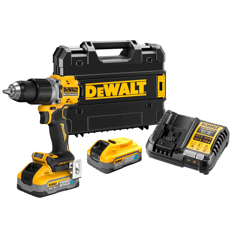 Masina de gaurit/insurubat cu percutie, 18V, 2 x 5.0Ah PowerStack Li-Ion, 90 Nm, tip DCD805H2T-QW