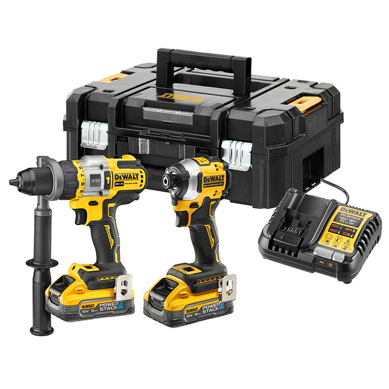 Set 2 Scule 18V Powerstack: DCD999, DCF850, 2x5Ah, valiza TSTAK