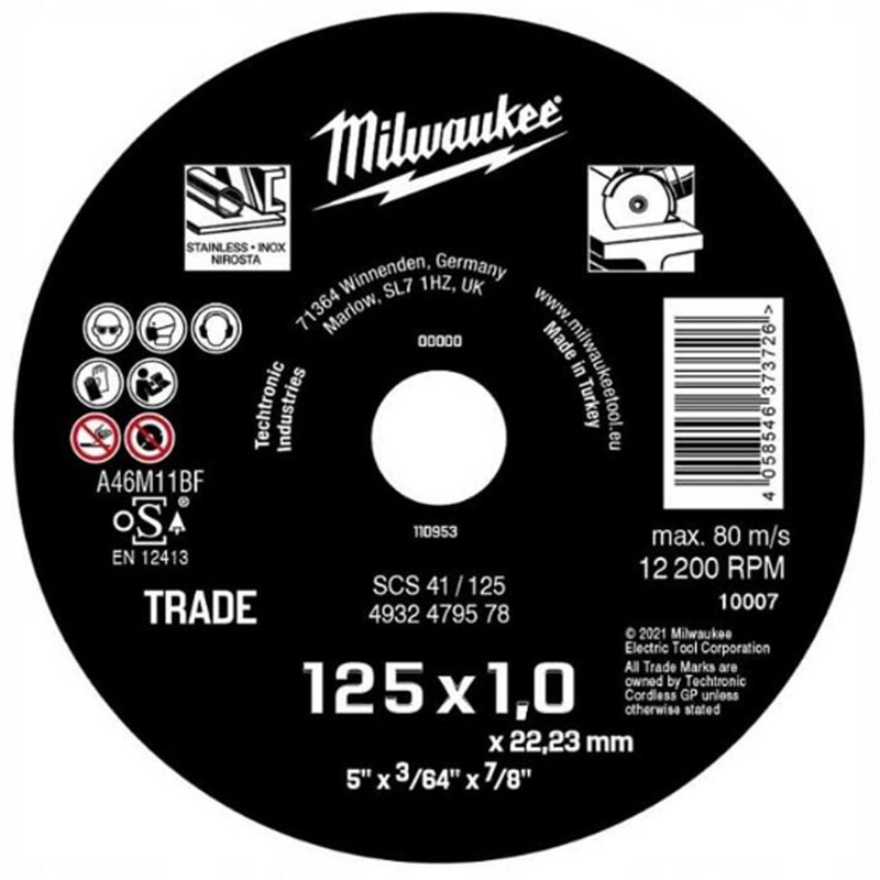 Disc abraziv pentru debitat metale SCS 125 x 1.0 x 22.22 mm