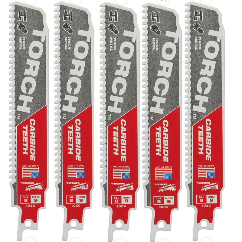 Set 5 panze Heavy Duty TORCH™ pentru lucrari de demolare, pentru fierastraie sabie, dinti carbura, 150/1.27 mm - 8 TPI 