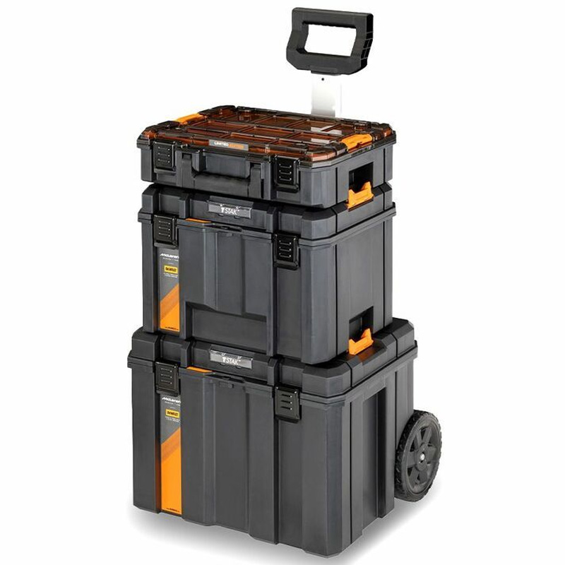 Set cutii de transport si depozitare tip Turn Troller 3 in 1, mari, cu roti, IP54 Dewalt McLaren Limited Edition tip DWST60452-1