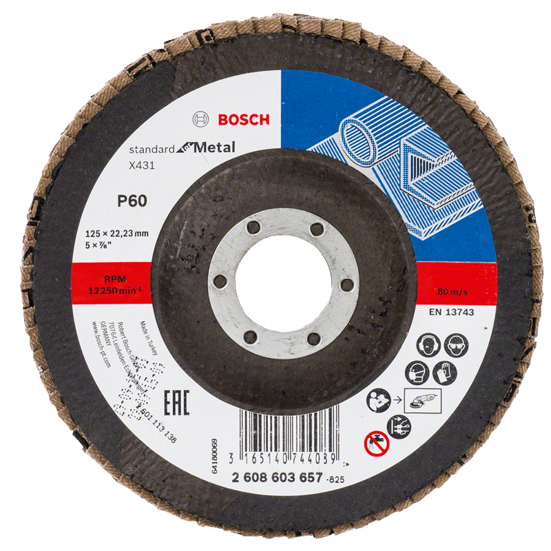 Disc lamelar / evantai de slefuire BOSCH X431, 125 mm, G60