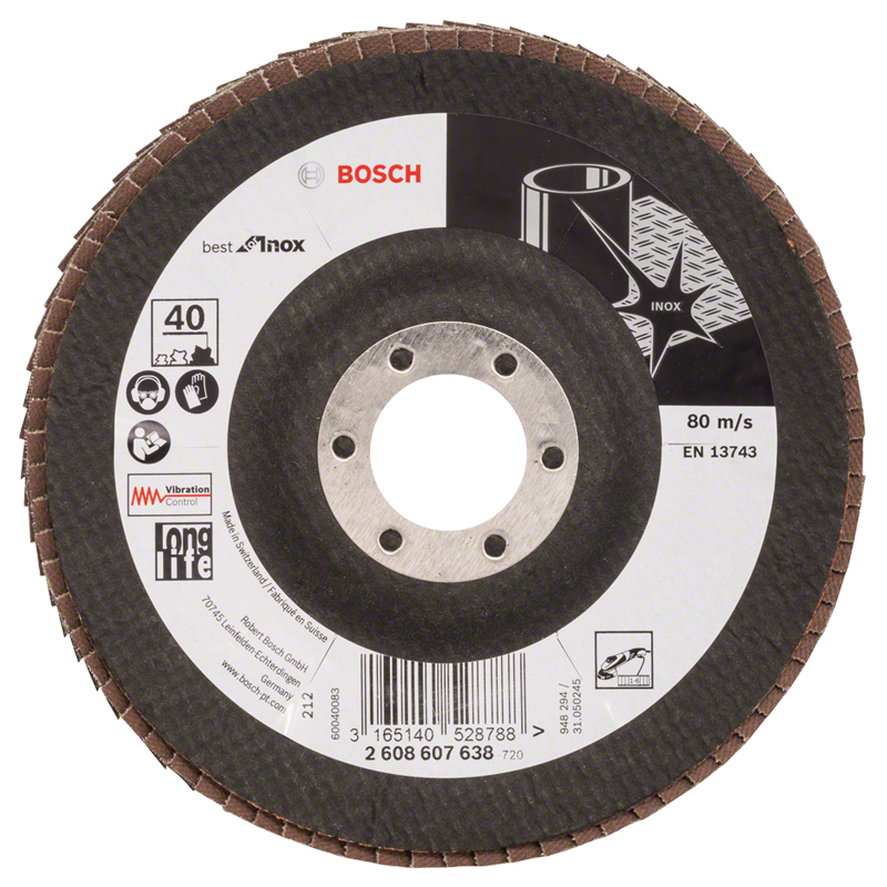 Disc lamelar / evantai de slefuire INOX, 125 mm, G60 