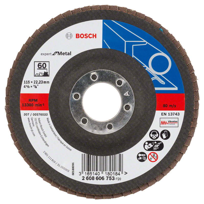Disc lamelar / evantai de slefuire X551, 125 mm, G40, cu degajare, suport fibra 