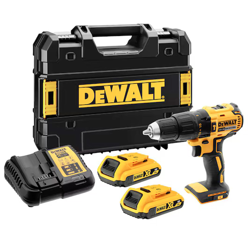 Masina de gaurit/insurubat compacta cu percutie si acumulatori Li-Ion 18V, 2x  2.0Ah, motor fara perii, DeWalt tip DCD778D2T-QW