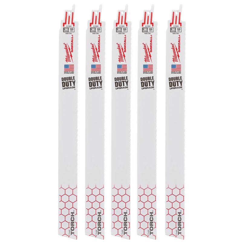 Set 5 panze Sawzall Heavy Duty TORCH™ pentru lucrari de demolare, pentru fierastraie sabie, bimetal, 230/1.8 mm - 14 TPI