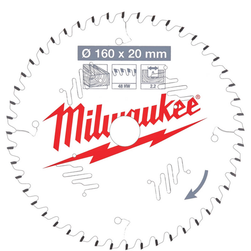 Panza circular de mana, pentru lemn, 160x20x2.2x48ATB, Milwaukee tip CSB P W