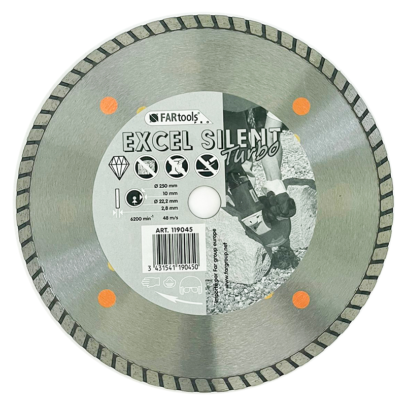 Disc diamantat FAR TOOLS pentru materiale de santier, 250x22.23x10 mm