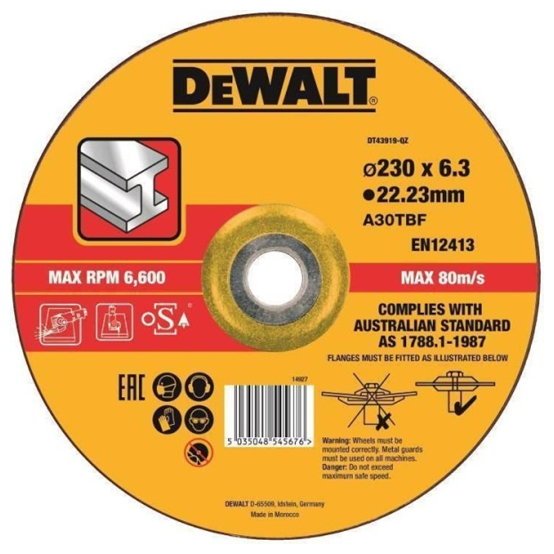 Disc pentru slefuire/polizare metal DeWALT, 230 x 22.2 x 6.3 mm
