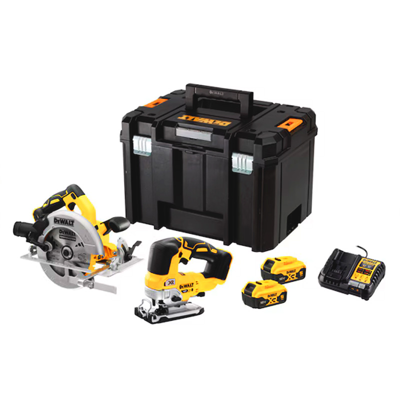 Set 2 scule 18V: DCS570N-XJ, DCS334N-XJ, 2 x DCB184 5.0 Ah, incarcator XR DCB1104 XR 10.8 - 14 - 18V, 4A, valiza TSTAK VI