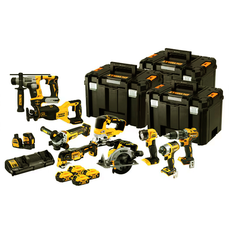 Set 10 Scule 18V XR: DCD796, DCF887, DCG405, DCH172, DCL040, DCS334, DCS356, DCS382, DCS565, DCE088NG18, 4x Acumulator DCB184, 1x Incarcator DCB132 in Trusa TSTAK