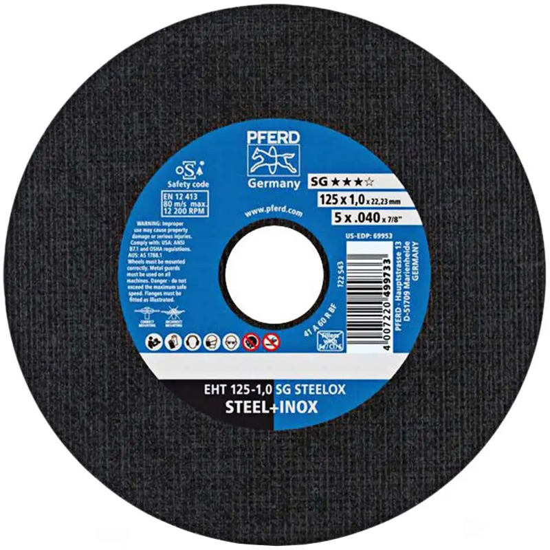 Disc abraziv pentru debitat/taiat inox, 125x22.2x1.0 mm SG EHT Pferd Disc abraziv pentru debitat/taiat inox, 125x22.2x1.0 mm SG EHT Pferd