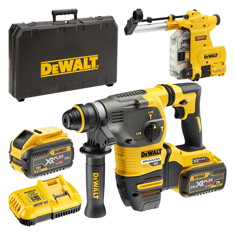 Ciocan rotopercutor cu 3 functii, 2 x 54V/3Ah XR FLEXVOLT, 3.5J, colector praf, DeWalt, tip DCH335X2-QW
