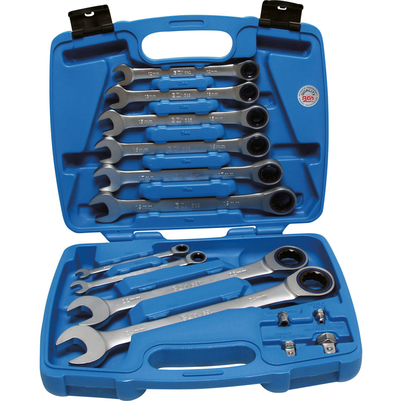 Set 10 chei cu clichet + adaptoare, geanta, BGS