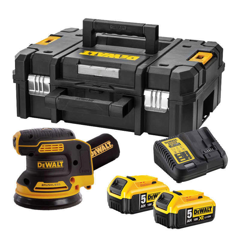 Slefuitor orbital cu acumulatori 18V XR BL Li-Ion 2x 5.0 Ah Brushless DeWALT DCW210P2-QW, profesional, cu vibratii, 125 mm