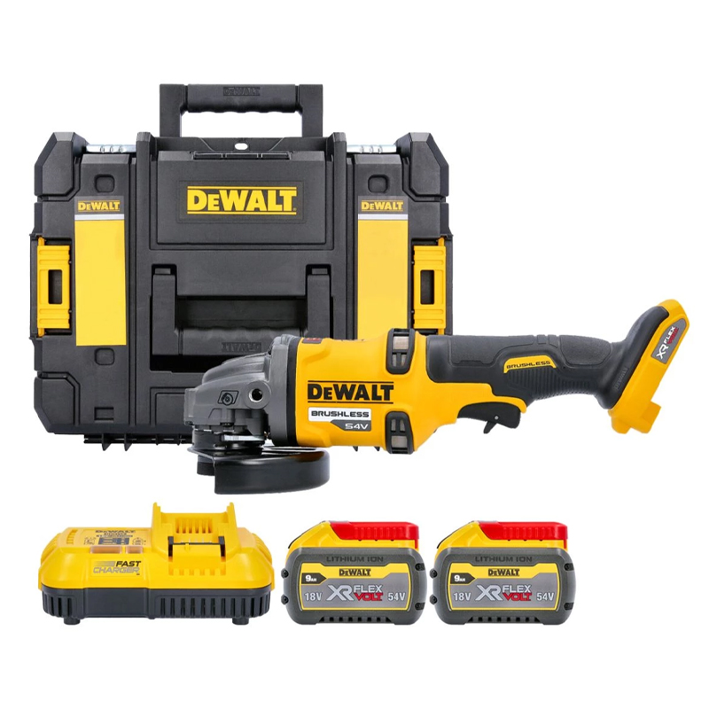 Polizor unghiular DeWALT, 125mm, 2x54V, 9.0Ah, 9000rpm, incarcator, cutie T-STAK, tip DCG418X2-QW