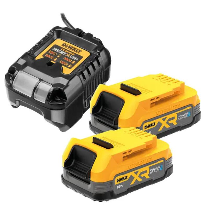 Pachet 2 acumulatori Li-Ion XR POWERSTACK 18V / 1.7 Ah si incarcator rapid DCB1102, Dewalt