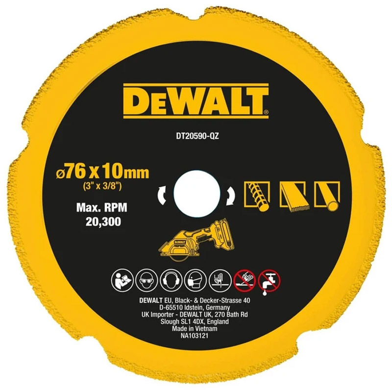 Disc diamantat DeWalt DT20590-QZ - 76x10x1 mm, multimaterial