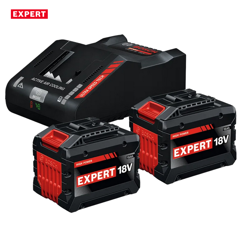 Pachet 2 acumulatori Expert EXBA18V-150, 18V, 15.0Ah + incarcator EXAL18V-160, Bosch