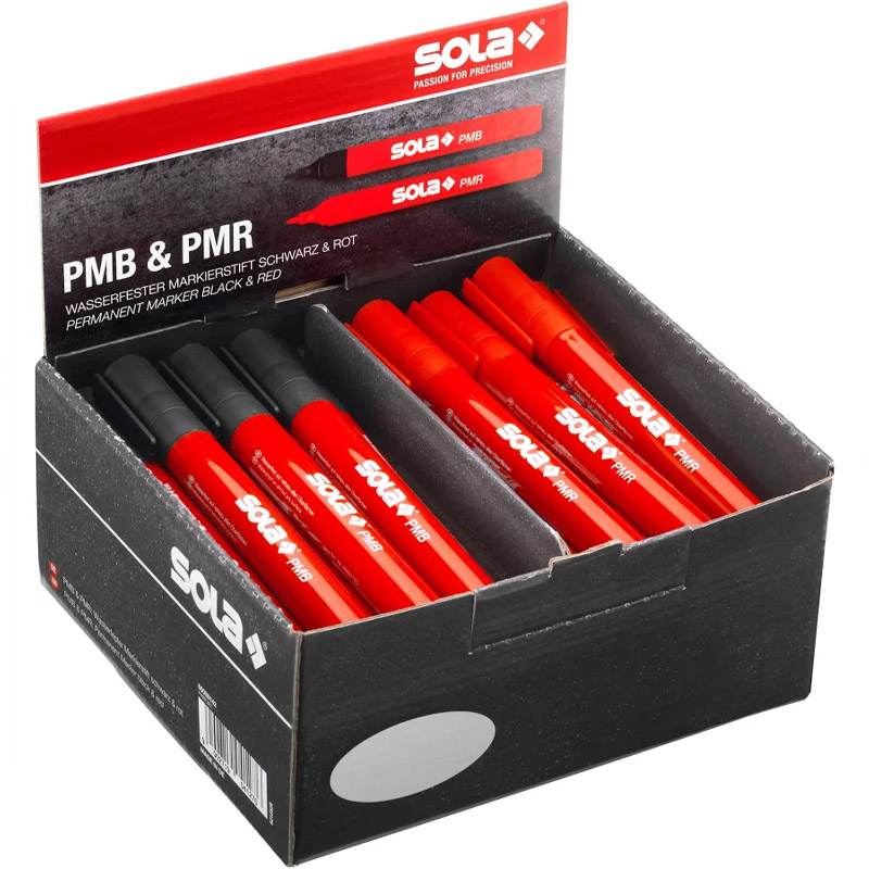 Set 40 markere permanente SOLA PMBR, 20 negre si 20 rosii pentru uz profesional