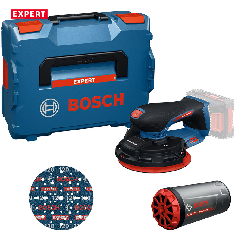 Slefuitor cu excentric si acumulatori 18V Li-Ion BOSCH EXPERT, 150 mm, L-BOXX, tip EXEX 18V-150-5 EXPERT SOLO