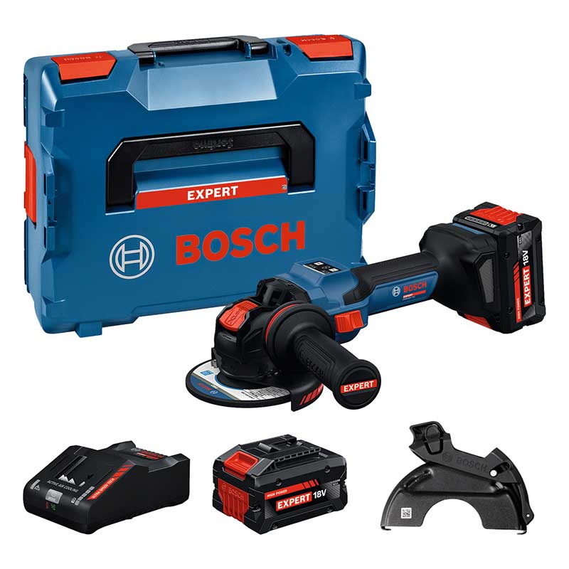 Polizor unghiular cu acumulatori 18V, 2x8.0Ah, BOSCH BITURBO Profesional EXPERT L-BOXX, 125 mm, tip EXWS 18V-15S EXPERT