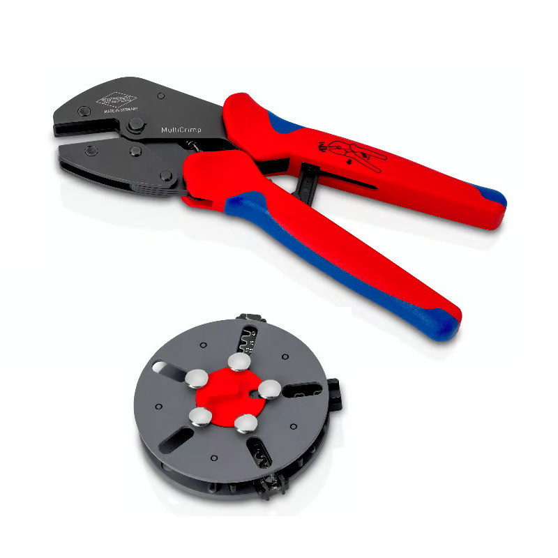 Cleste de sertizare KNIPEX MultiCrimp®, cu magazie pentru adaosuri de schimb, 0.25 — 6.0 mm², pentru PV, MC4/MC4 EVO2
