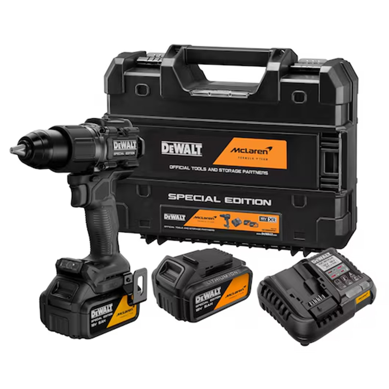 Masina de gaurit/insurubat cu percutie, 18V, 2 x 5.0Ah Li-Ion, 90 Nm, Dewalt McLaren F1 Team tip DCD86MP2T-QW