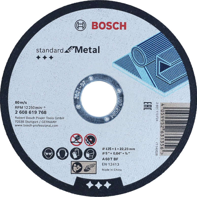 Disc taiere standard BOSCH LINE pentru metale, 125x1x22.23 mm