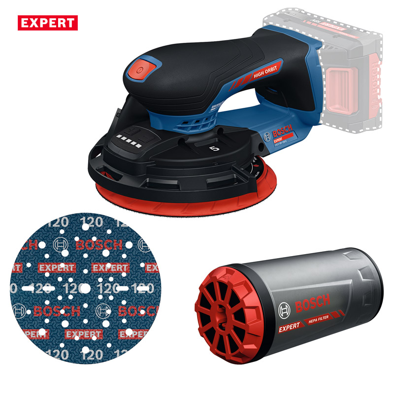 Slefuitor cu excentric si acumulatori 18V Li-Ion BOSCH EXPERT, 150 mm, cutie carton, tip EXEX 18V-150-5 EXPERT SOLO