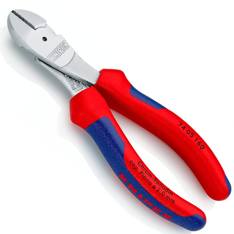 Cleste de forta KNIPEX cu taietura laterala si parghie mare, cromat, 160 mm