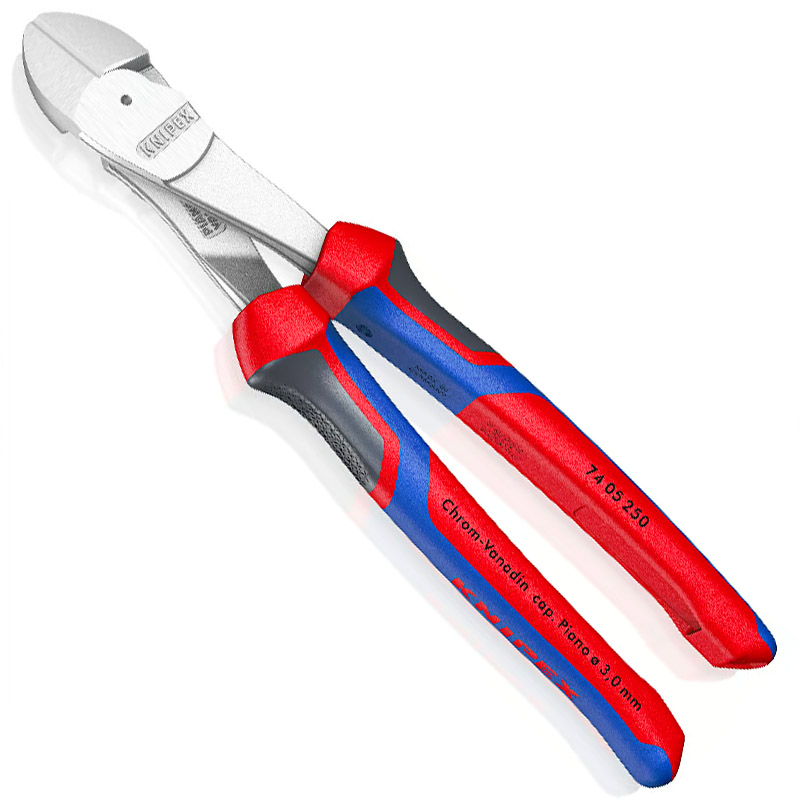 Cleste de forta KNIPEX cu taietura laterala si parghie mare, cromat, 250 mm