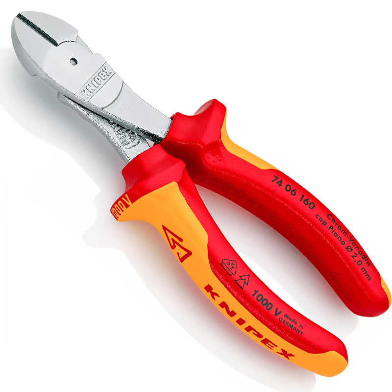 Cleste de forta KNIPEX VDE cu taietura laterala si parghie mare, 160 mm, in blister