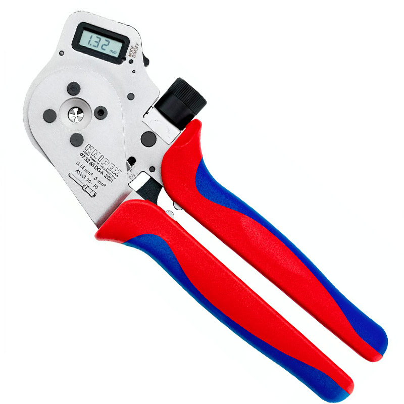 Cleste de presare KNIPEX 240 mm, cu patru dornuri pentru contacte rasucite, fara localizator, cu reglaj digital al avansului